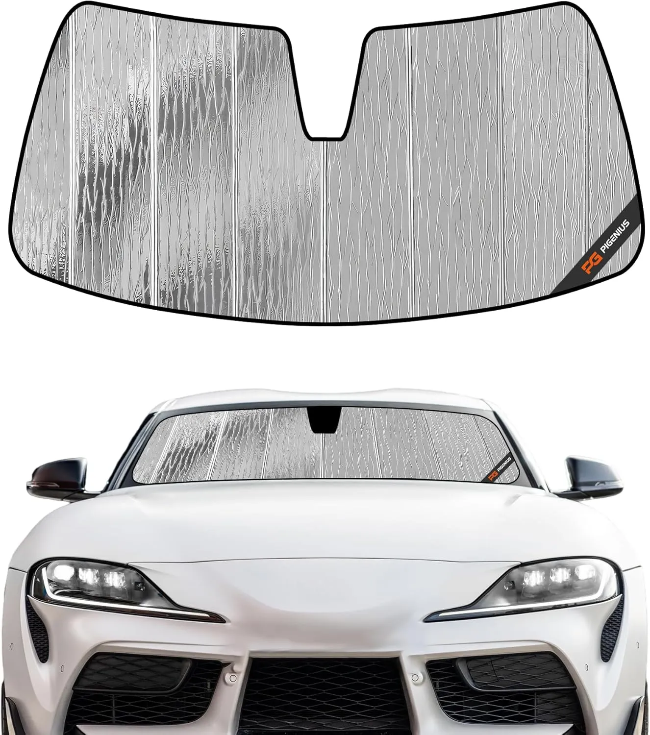 Windshield Sun Shade for Toyota GR Supra 2020-2025 with Rearview Mirror Camera - AstraGuard