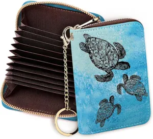 WIRESTER Leather Mini Purse Credit Card Holder Wallet, RFID Blocking Card Holder, Zipper Keychain Card Wallet Organizer Case