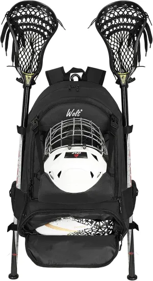 WOLT Lacrosse Bag-Lacrosse Backpack with Two Sticks Holder-Large Field Hockey Bag Holds All Sport Gears