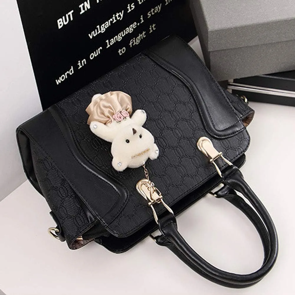 Women 4PCS Tote Satchel Shoulder Bag PU Top Handle Bag Clutch Card Holder