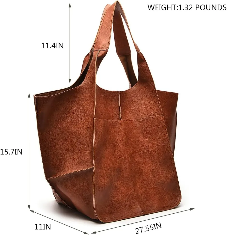 Women Big Hobo Handbag Leather Shoulder Bag Work Large Capacity Tote Purses