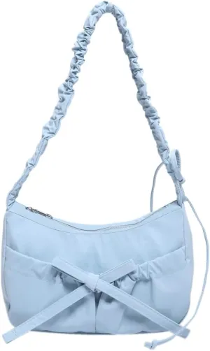Women Bowknot Shoulder Bag Trendy Nylon Hobo Bag Tote Bag Cute Top Handle Handbag Purse