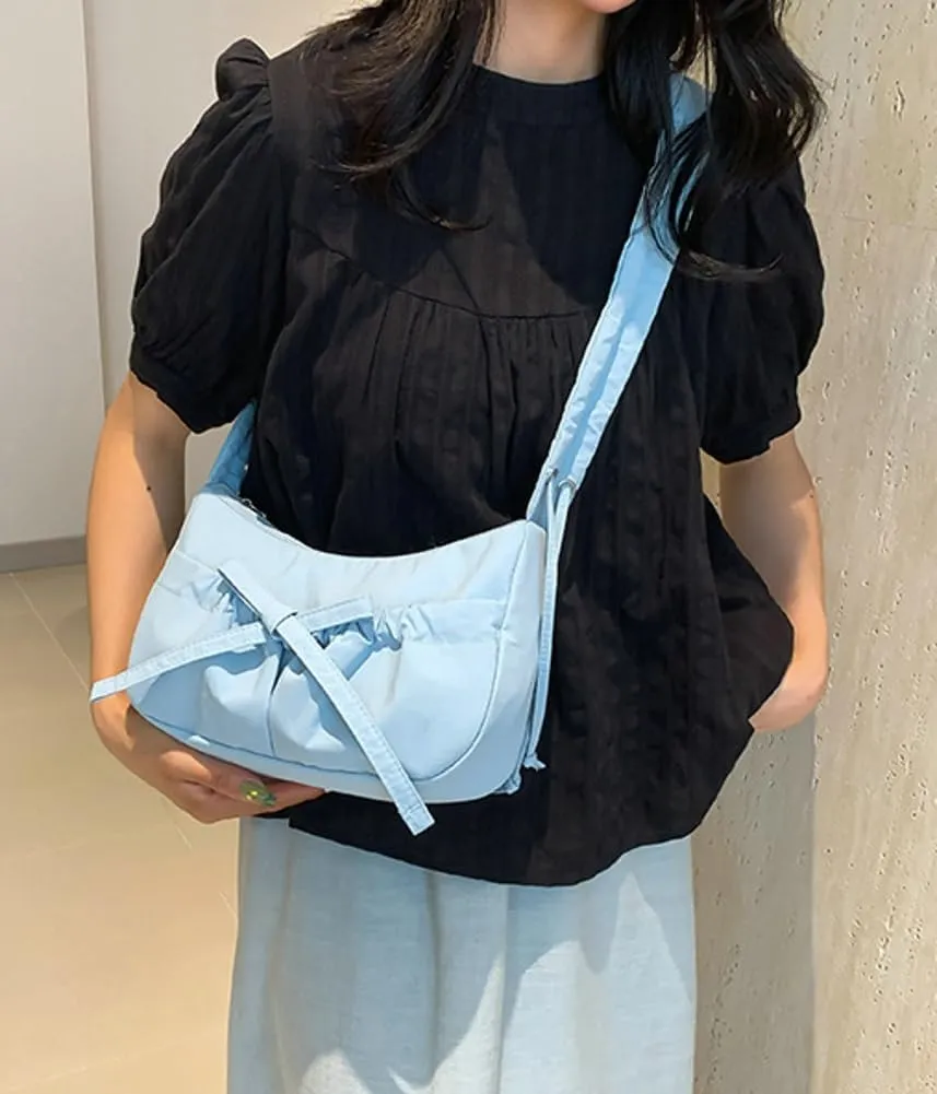 Women Bowknot Shoulder Bag Trendy Nylon Hobo Bag Tote Bag Cute Top Handle Handbag Purse