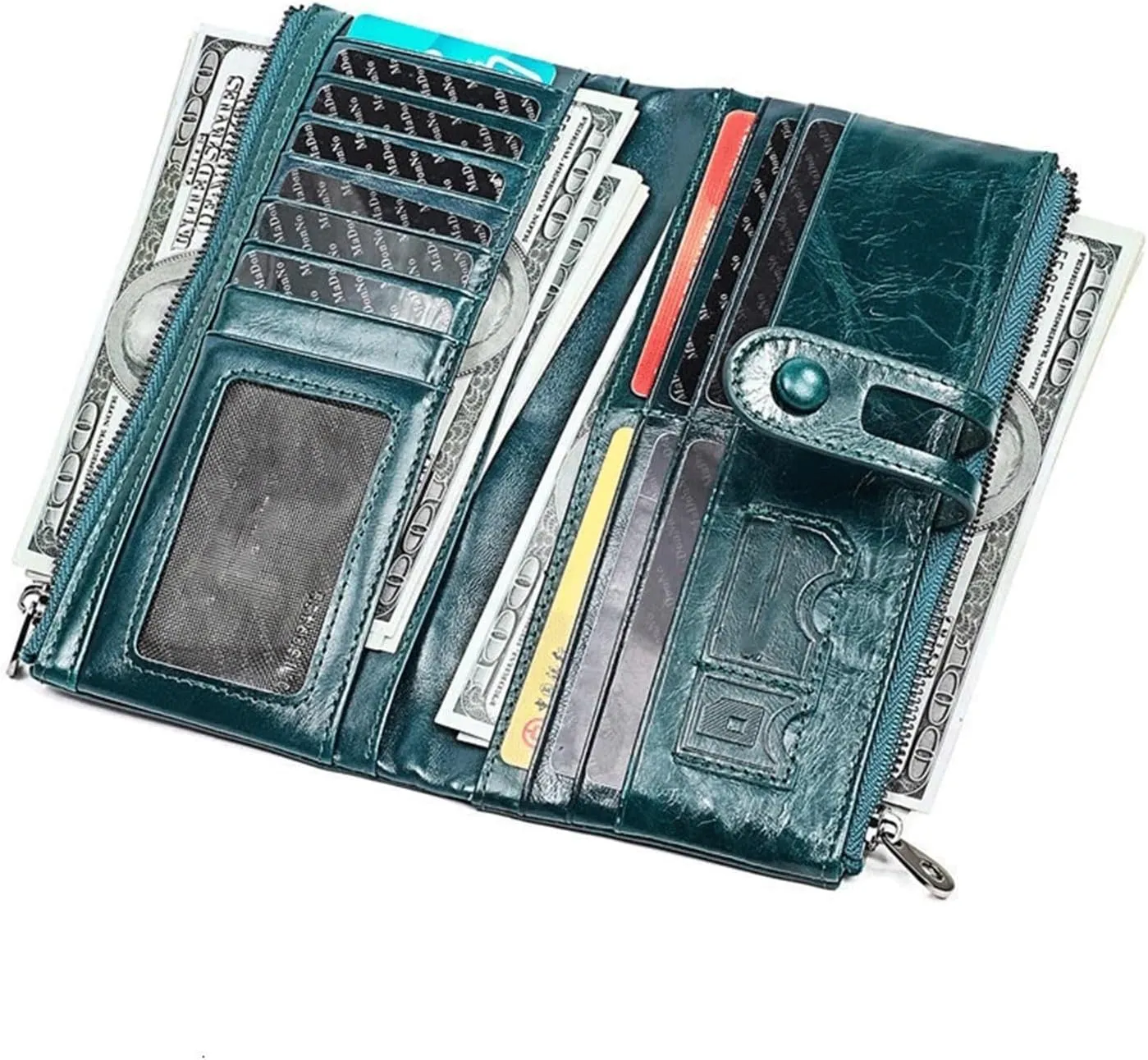 Women Clutch Wallets Genuine Leather Male Women's Long Wallet Zipper Purse Coin Purse Money Phone Bag RFID Wallet purse