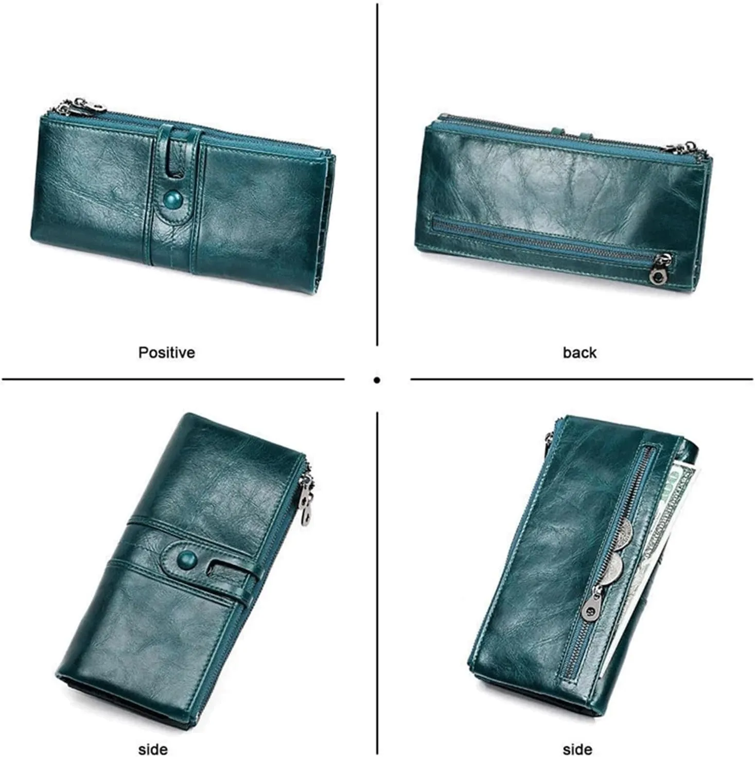 Women Clutch Wallets Genuine Leather Male Women's Long Wallet Zipper Purse Coin Purse Money Phone Bag RFID Wallet purse