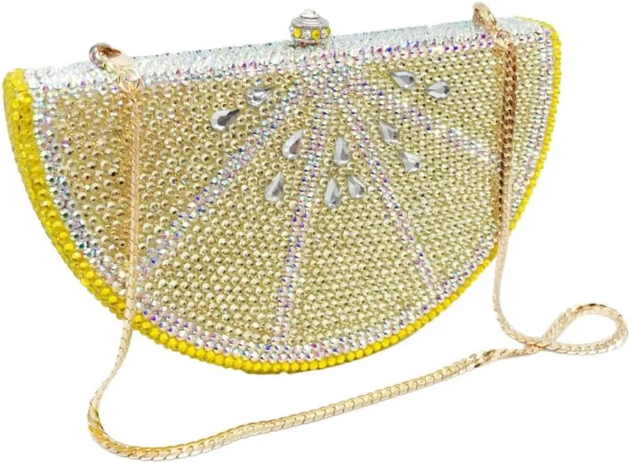 Women Cute Fruit Evening Clutch Sparkling Rhinestones Purse Crystal Banquet Prom Shoulder Bag