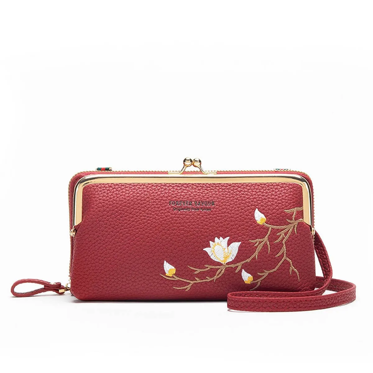 WOMEN FASHION EMBROIDERED CROSSBODY BAG_CWAB1641: Red / (OS) 1