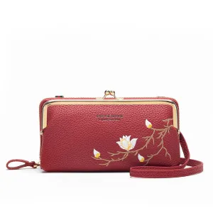 WOMEN FASHION EMBROIDERED CROSSBODY BAG_CWAB1641: Red / (OS) 1