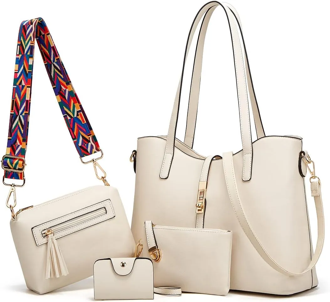 Women Fashion Handbags Wallet Tote Bag Shoulder Bag Top Handle Satchel Purse Set 4pcs