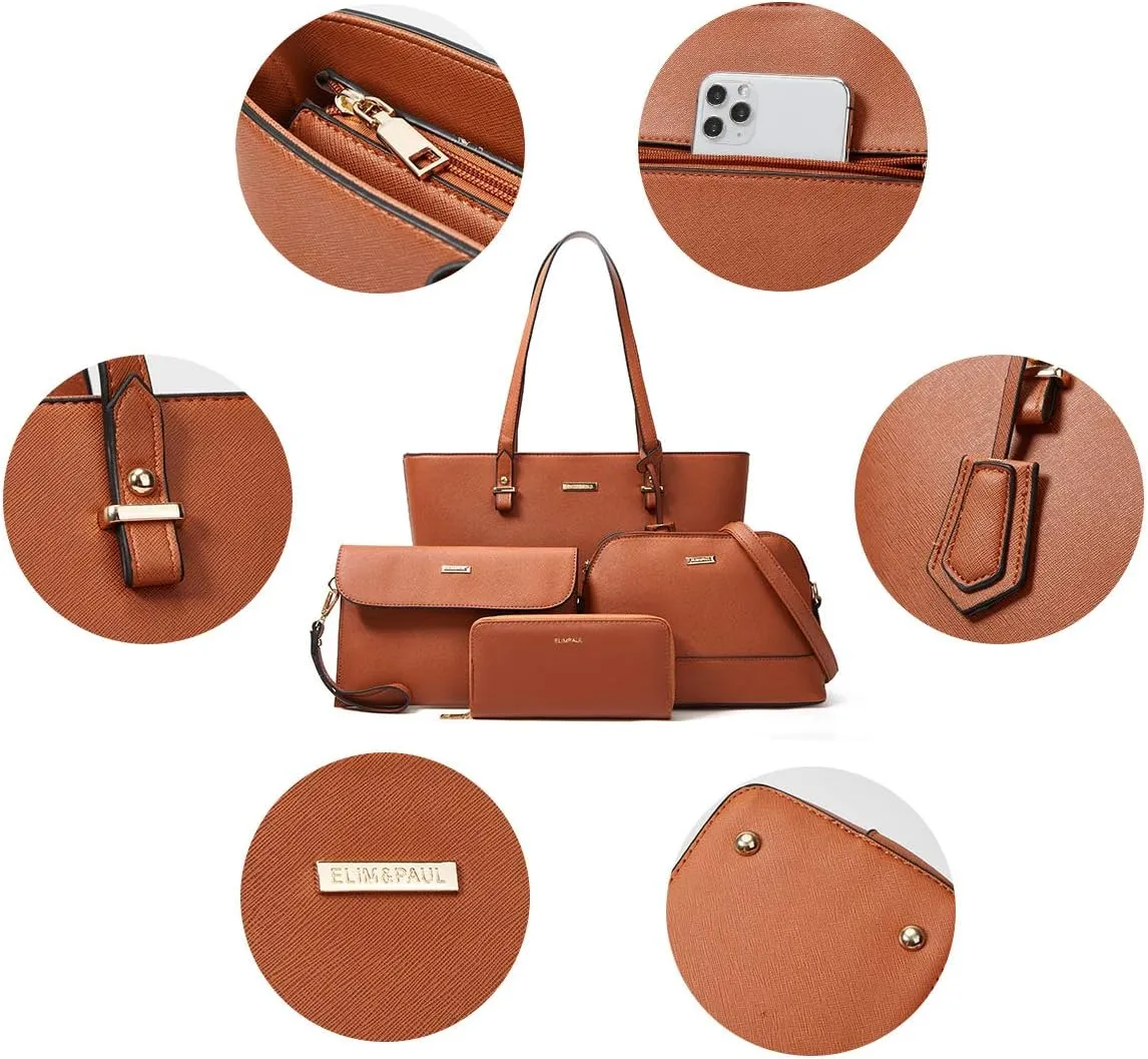 Women Fashion Handbags Wallet Tote Bag Shoulder Bag Top Handle Satchel Purse Set 4pcs
