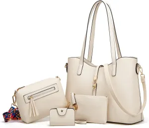 Women Fashion Handbags Wallet Tote Bag Shoulder Bag Top Handle Satchel Purse Set 4pcs