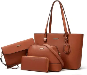 Women Fashion Handbags Wallet Tote Bag Shoulder Bag Top Handle Satchel Purse Set 4pcs