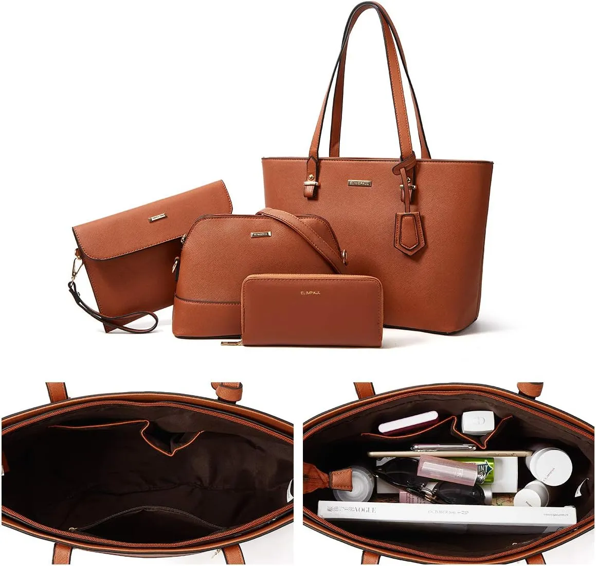 Women Fashion Handbags Wallet Tote Bag Shoulder Bag Top Handle Satchel Purse Set 4pcs