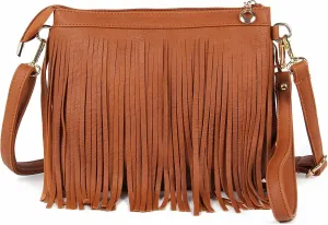 Women Fringe Tassel Crossbody Bag Leather Shoulder Bag Clutch Purse Hobo Handbag