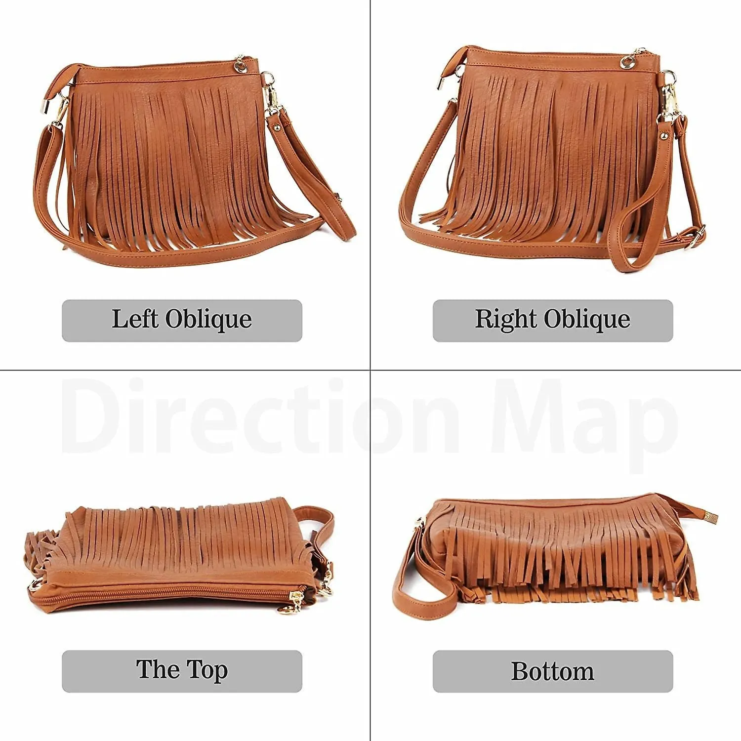 Women Fringe Tassel Crossbody Bag Leather Shoulder Bag Clutch Purse Hobo Handbag