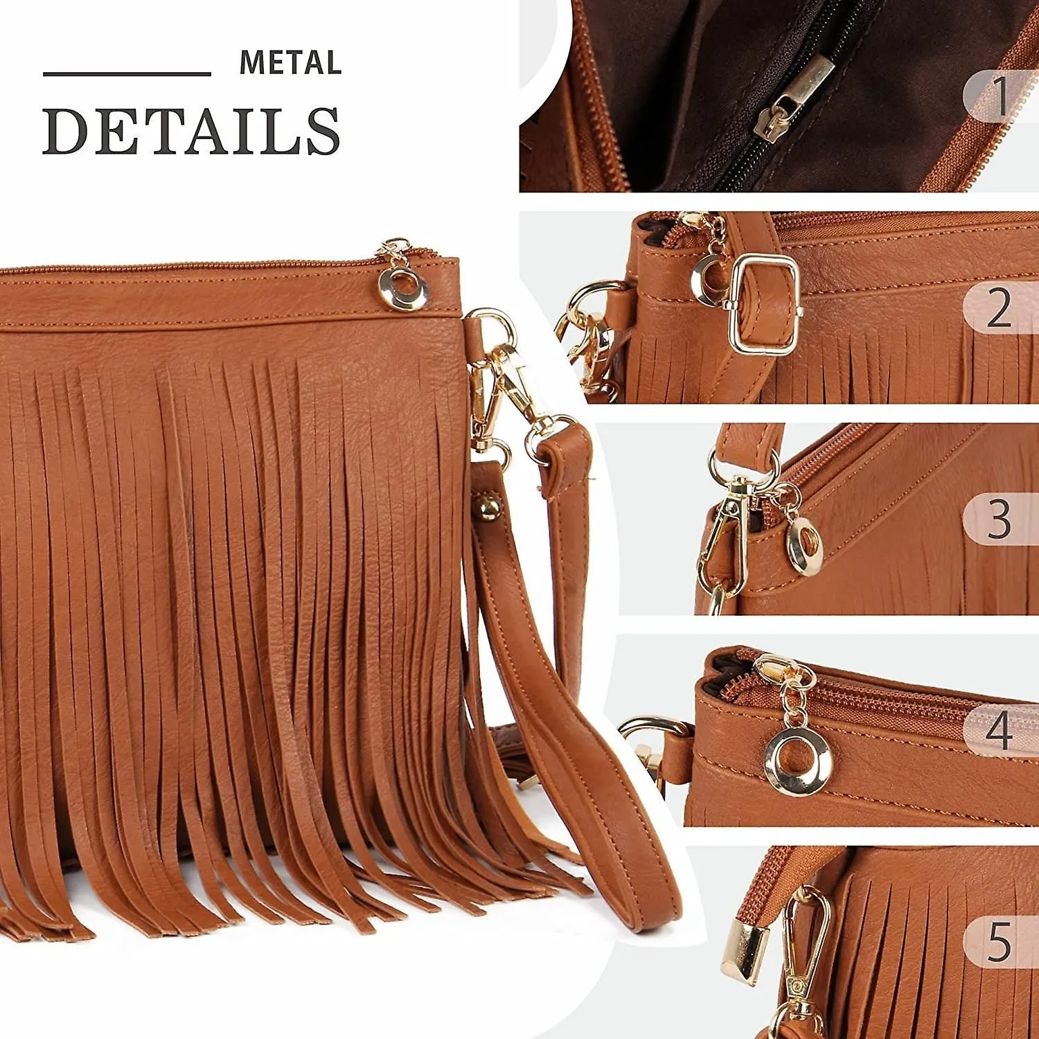 Women Fringe Tassel Crossbody Bag Leather Shoulder Bag Clutch Purse Hobo Handbag