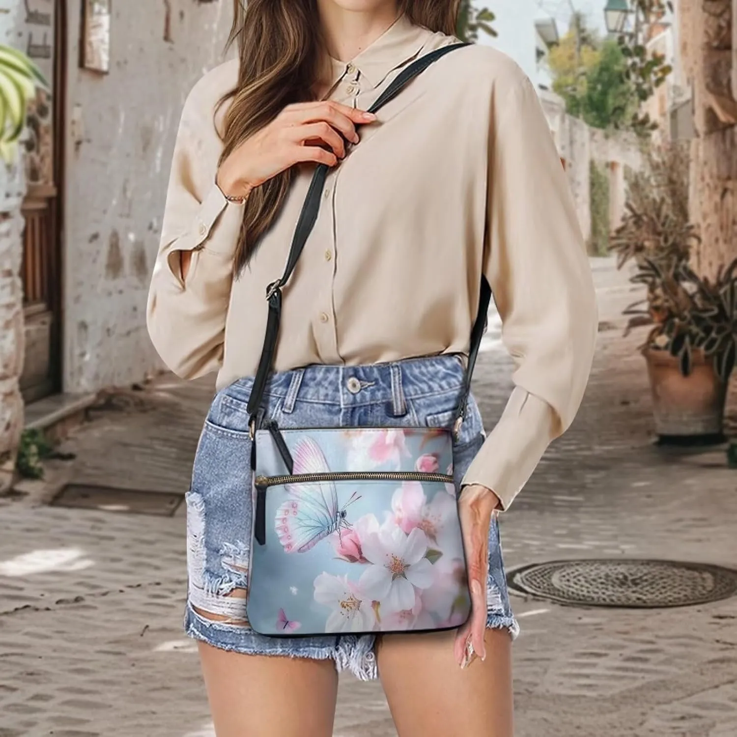 Women Hobo Bag Crossbody Multi Pockets Satchel Purse Leather Shoulder Bag with Adjustable Strap