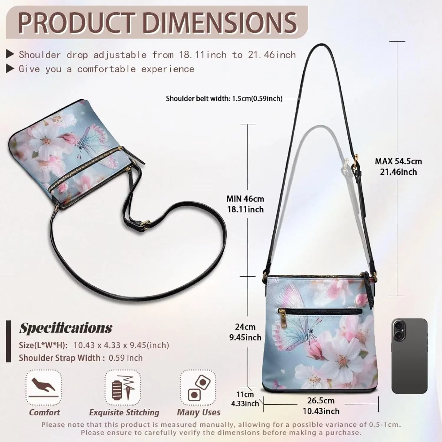 Women Hobo Bag Crossbody Multi Pockets Satchel Purse Leather Shoulder Bag with Adjustable Strap