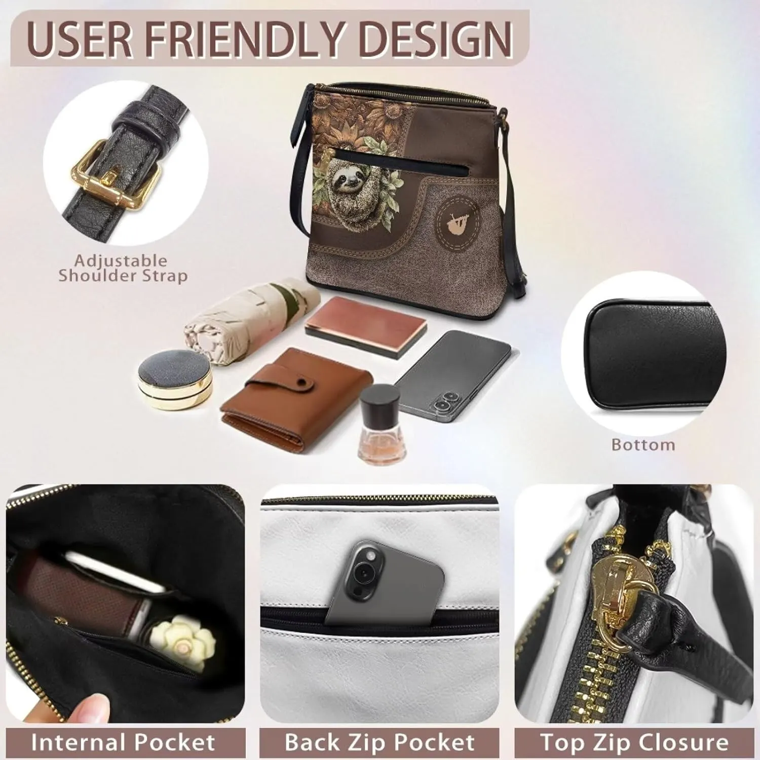 Women Leather Crossbody Hobo Bag Satchel Bag Sling Bag Shoulder Handbag Messenger Bag with Adjustable Strap