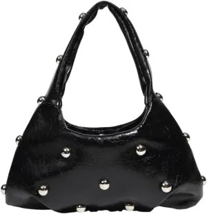 Women PU Punk Underarm Bag Large Capacity Rivet Shoulder Purse Hasp Closure Cool Style Armpit Bag Vintage Carrying