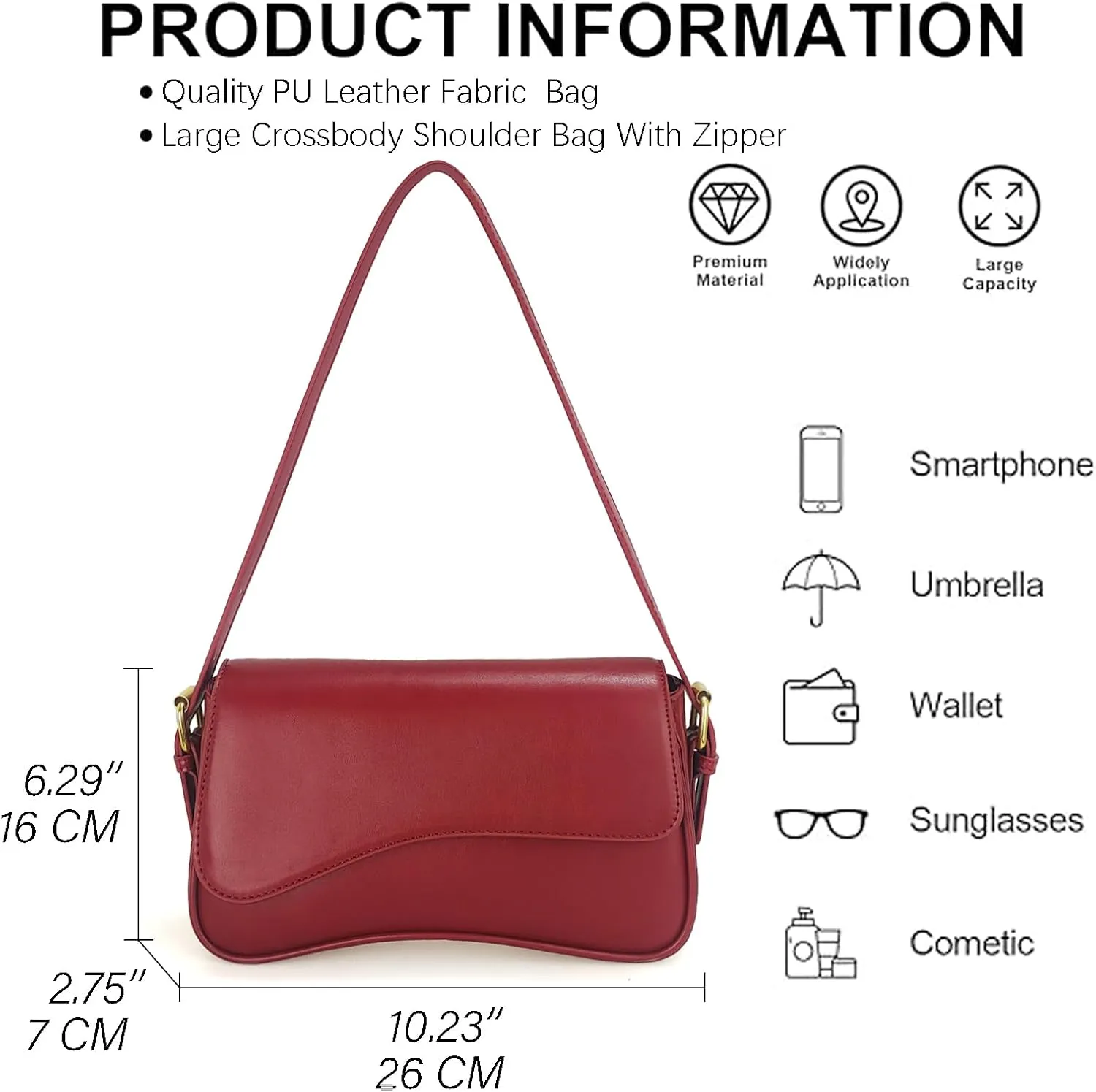 Women Saddle Shoulder Bag Y2K Trendy Vegan Leather Purse Retro Hobo Handbags Zipper Clutch with 2 Removable Strap