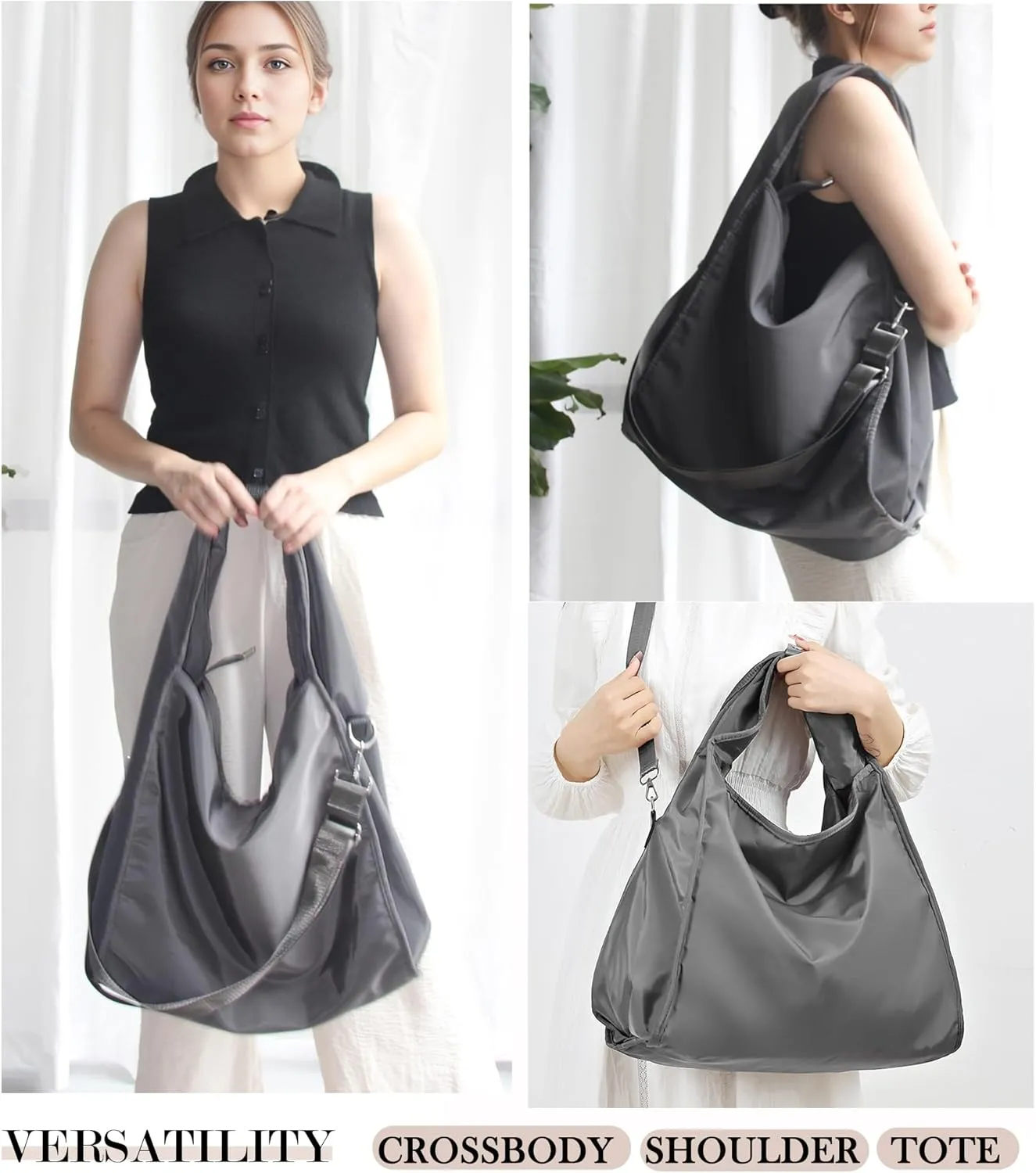 Women Tote Bag, Crossbody Shoulder Carry Handbags Large Capacity Hobo Bag with Zipper for Casual Travel Work