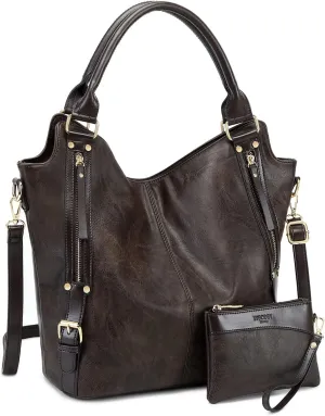 Women Tote Bag Handbags PU Leather Fashion Hobo Shoulder Bags with Adjustable Shoulder Strap