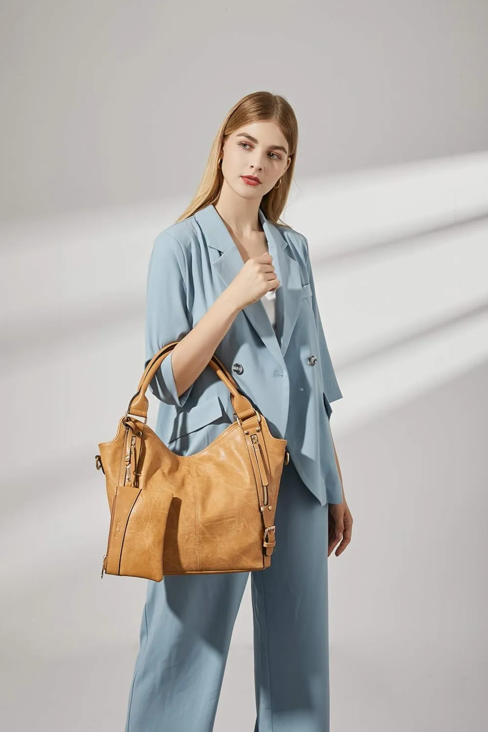 Women Tote Bag Handbags PU Leather Fashion Hobo Shoulder Bags with Adjustable Shoulder Strap