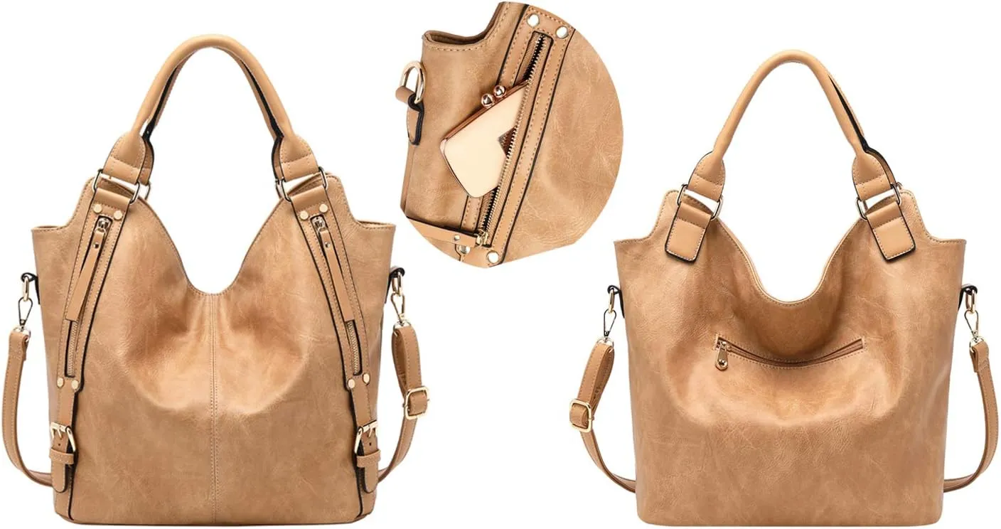 Women Tote Bag Handbags PU Leather Fashion Hobo Shoulder Bags with Adjustable Shoulder Strap