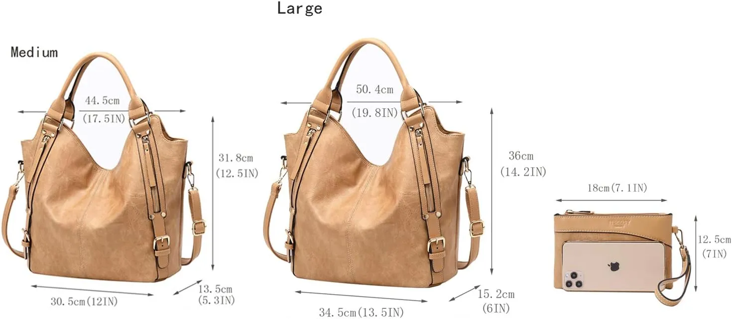 Women Tote Bag Handbags PU Leather Fashion Hobo Shoulder Bags with Adjustable Shoulder Strap
