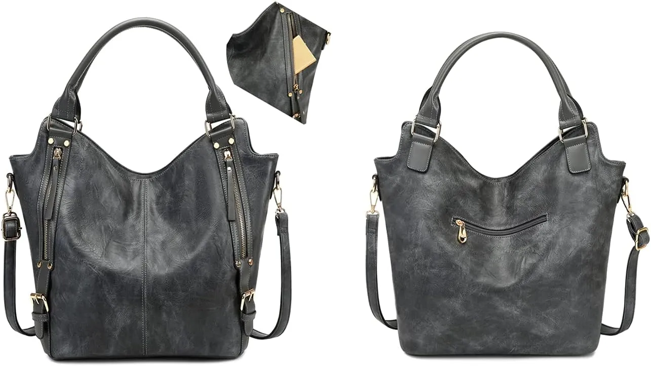 Women Tote Bag Handbags PU Leather Fashion Hobo Shoulder Bags with Adjustable Shoulder Strap