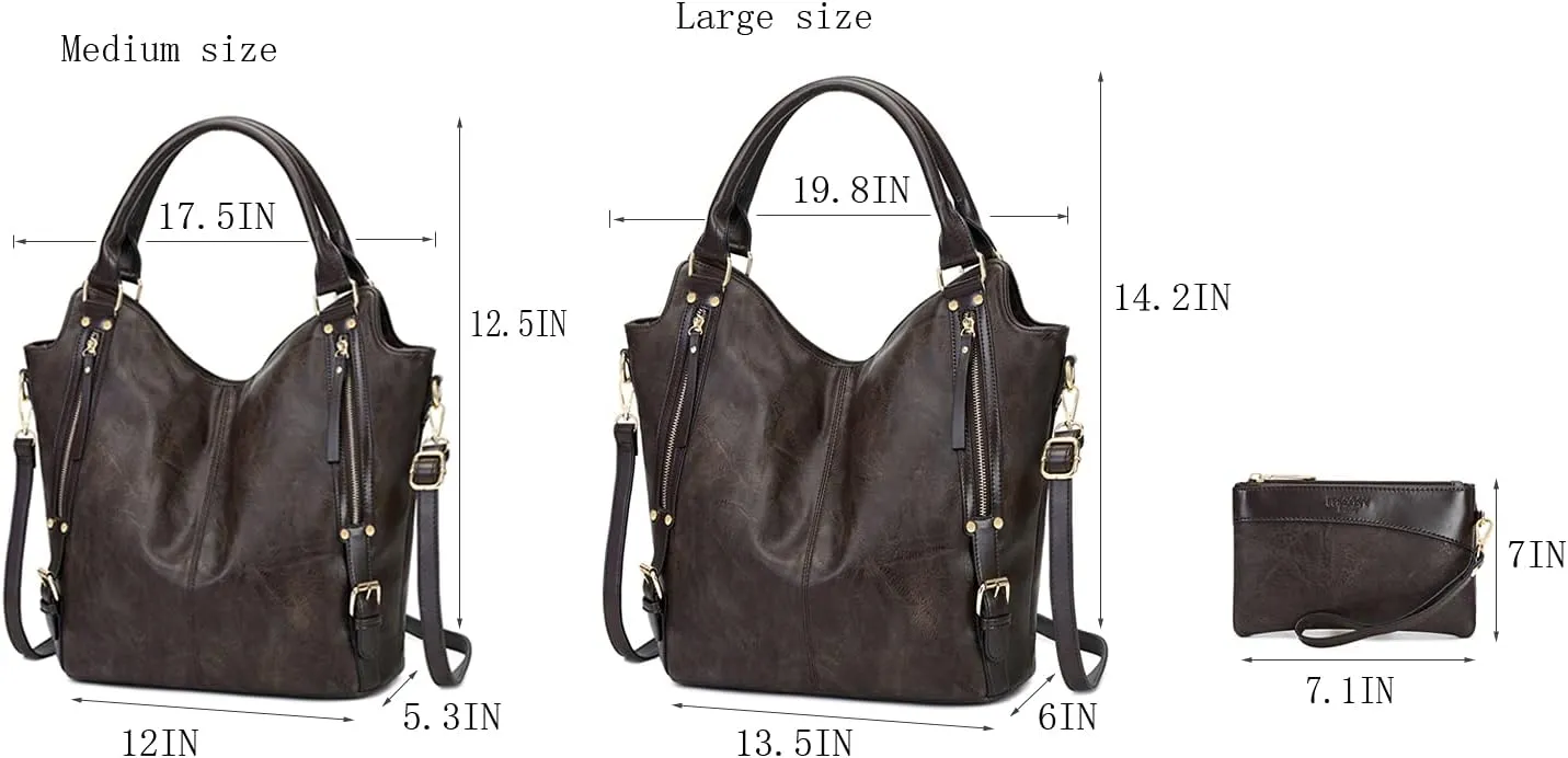 Women Tote Bag Handbags PU Leather Fashion Hobo Shoulder Bags with Adjustable Shoulder Strap