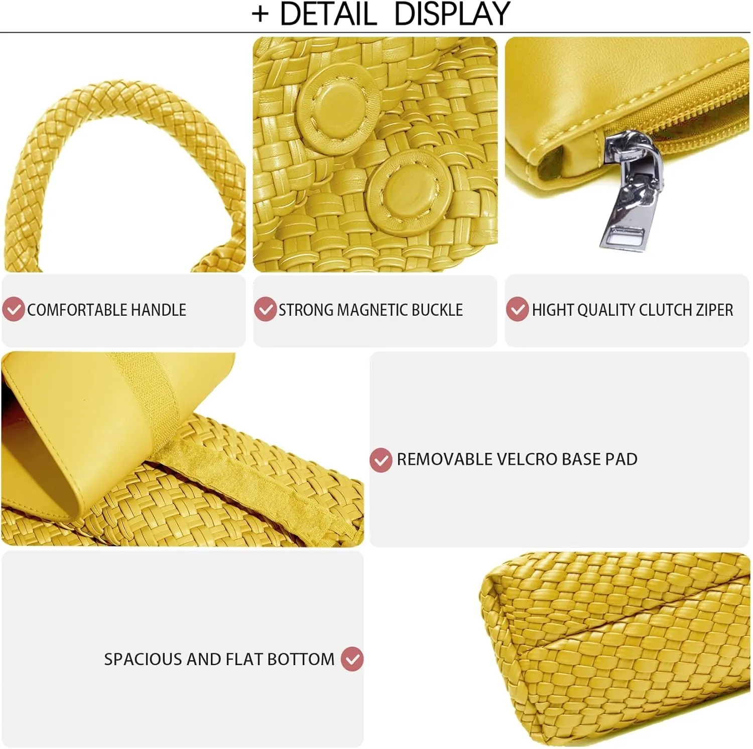 Women Vegan Leather Hand-Woven Tote Handbag Fashion Shoulder Top-handle Bag All-Match Underarm Bag with Purse