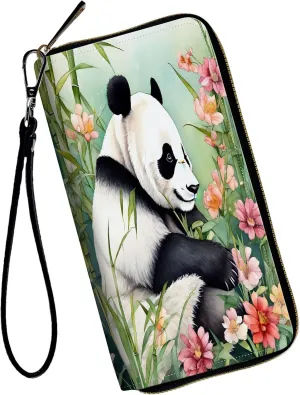 Women Wallets,Large Capacity Clutch Purse for Women Ladie Men Wallet Clearance Credit Card Holder PU Leather Handbag Clutch Purse-Bamboo Panda