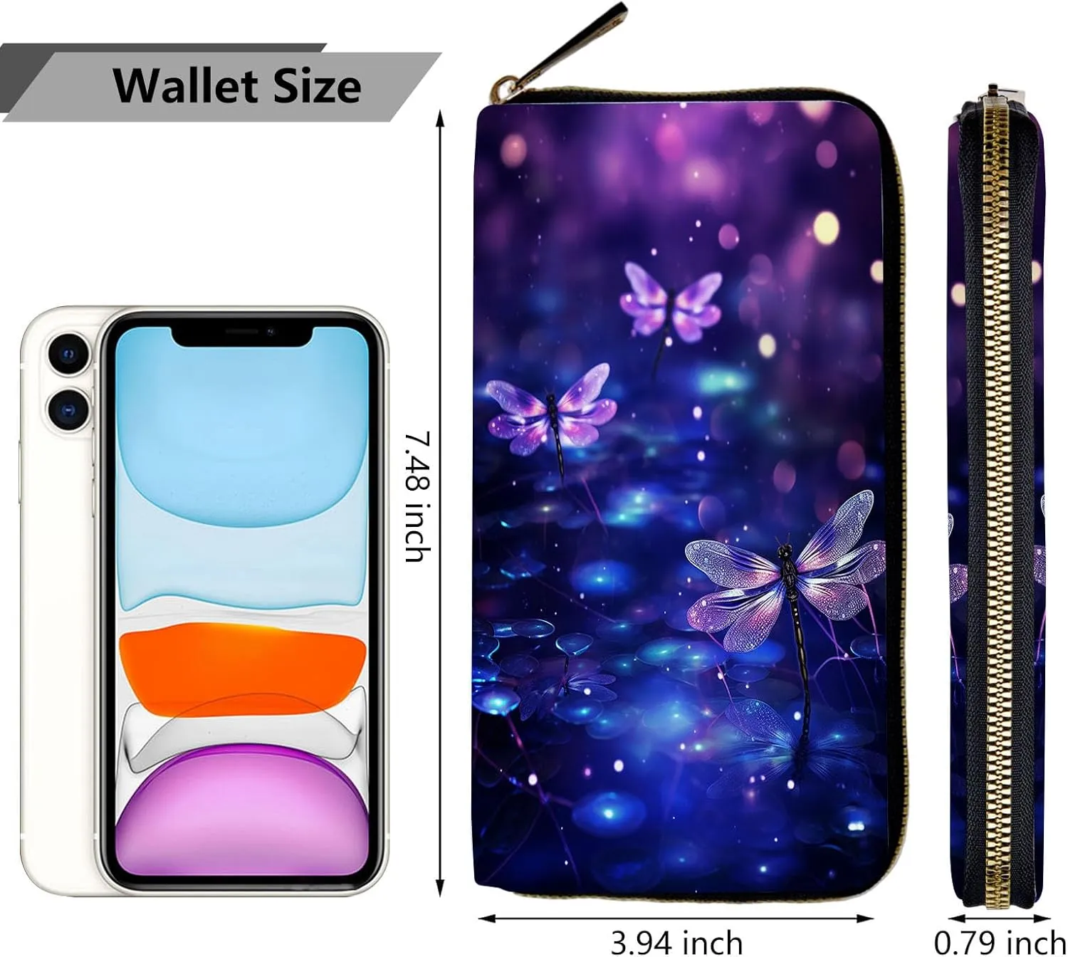 Women Wallets,Large Capacity Clutch Purse for Women Ladie Men Wallet Clearance Credit Card Holder PU Leather Handbag Clutch Purse-Purple Sparkfly