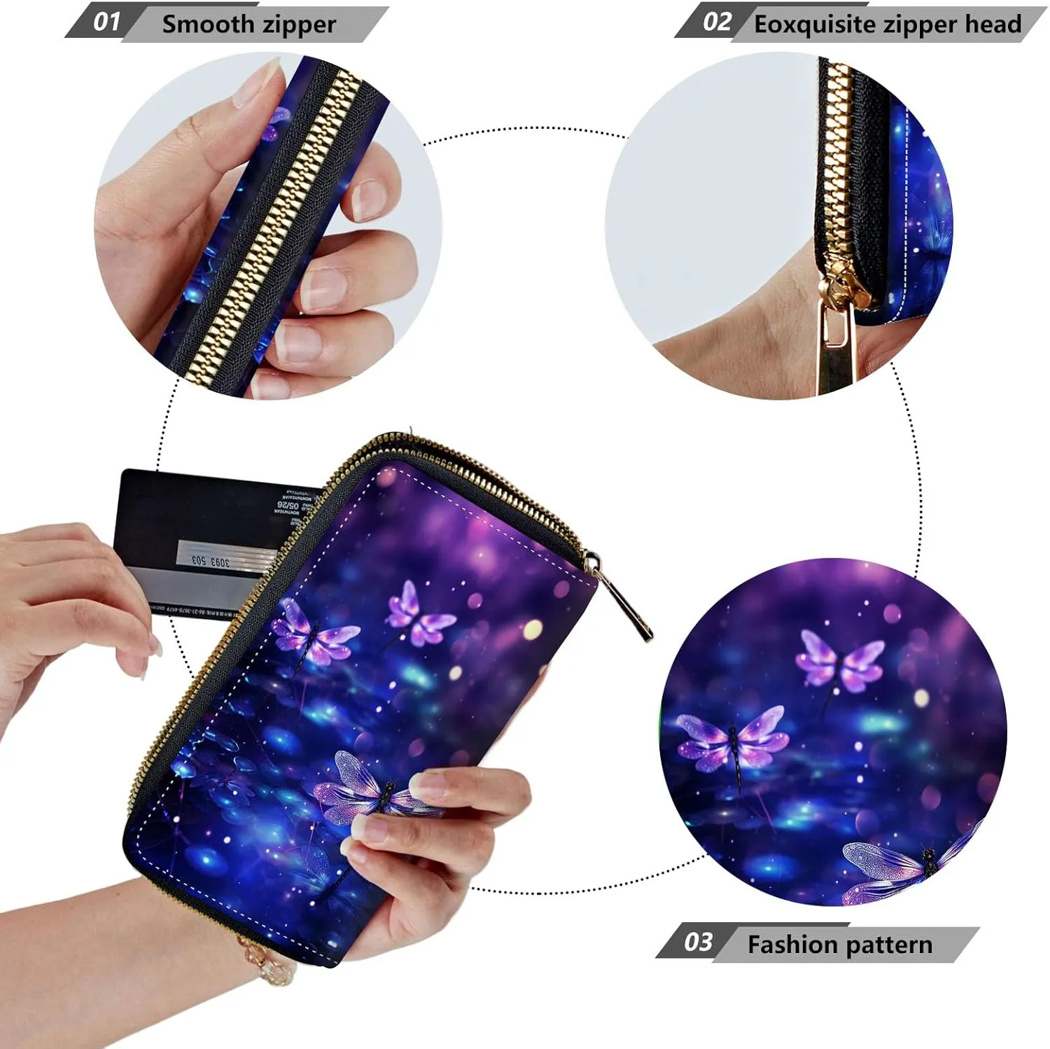 Women Wallets,Large Capacity Clutch Purse for Women Ladie Men Wallet Clearance Credit Card Holder PU Leather Handbag Clutch Purse-Purple Sparkfly
