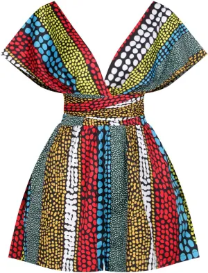 Women's African Clothing Print Jumpsuit Multiple Wear Wide Leg Short Pants