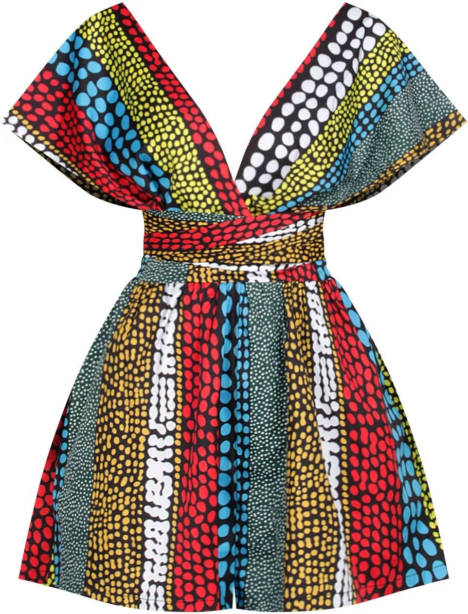 Women's African Clothing Print Jumpsuit Multiple Wear Wide Leg Short Pants