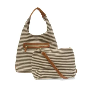 Women's April Canvas Hobo Bag In Neutral/white Stripe