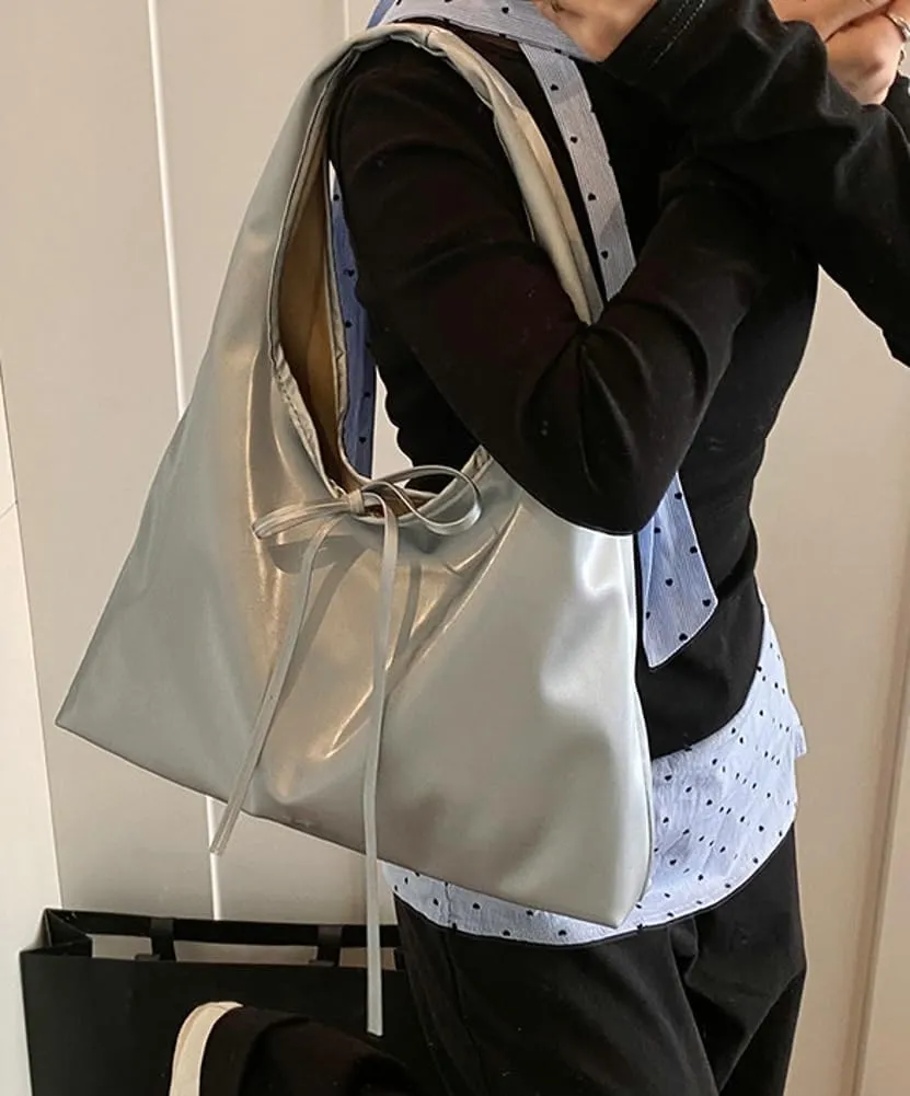Women’s Bow-tie Shoulder Bag Summer Lightweight PU Leather Hobo Handbag Trendy Purse Fashion Tote Bag 2025