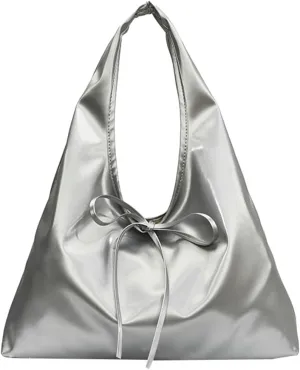 Women’s Bow-tie Shoulder Bag Summer Lightweight PU Leather Hobo Handbag Trendy Purse Fashion Tote Bag 2025