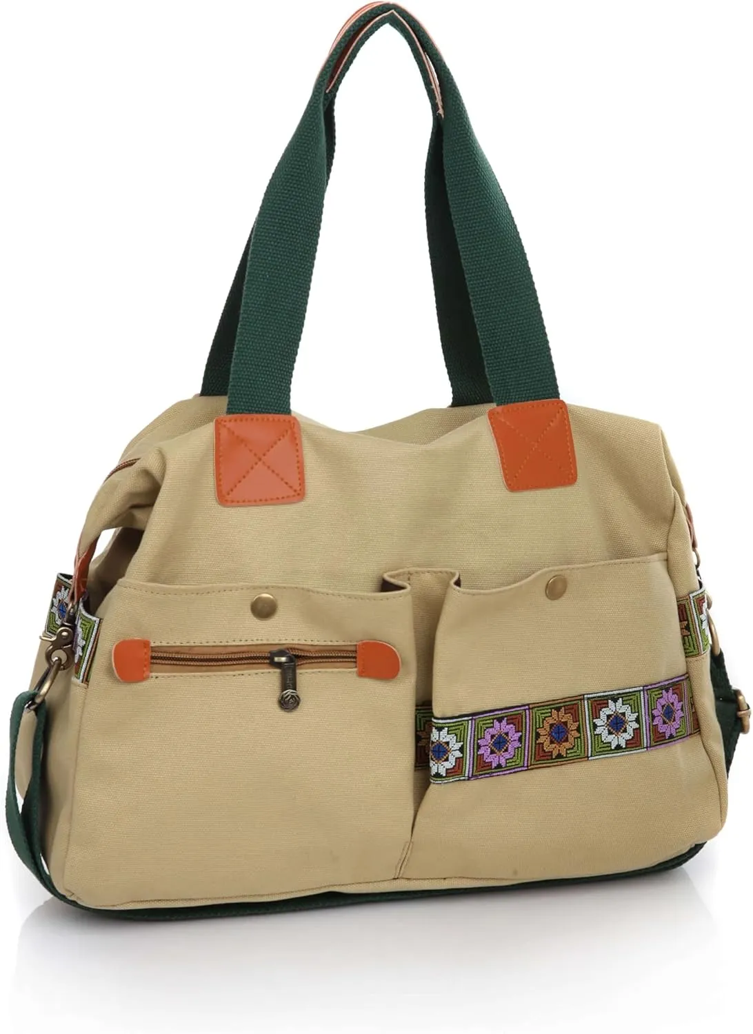 Women’s Canvas Vintage Boho Embroidery Crossbody Shoulder Handbag With Multi Pockets