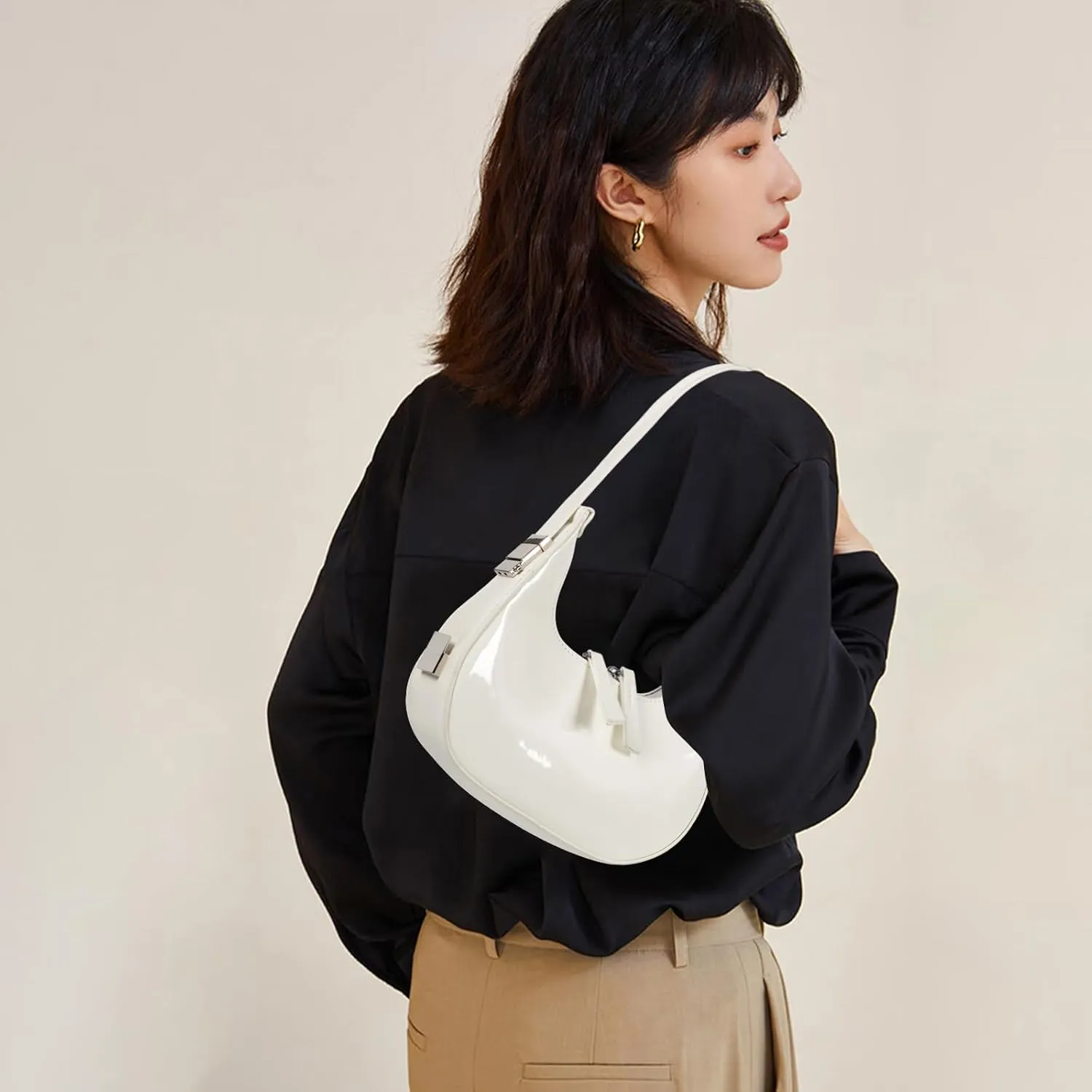 Women's Crescent Shoulder Bags Fashion Y2k 90s Hobo Crescent Handbags,Underarm Shoulder Purse Bag，Upsized Version