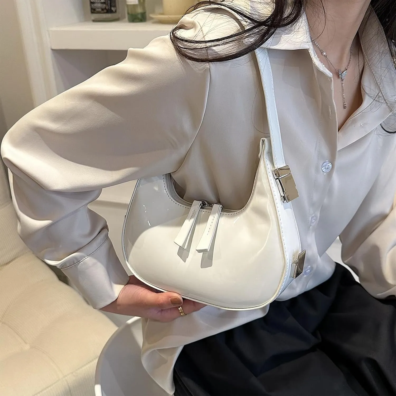Women's Crescent Shoulder Bags Fashion Y2k 90s Hobo Crescent Handbags,Underarm Shoulder Purse Bag，Upsized Version
