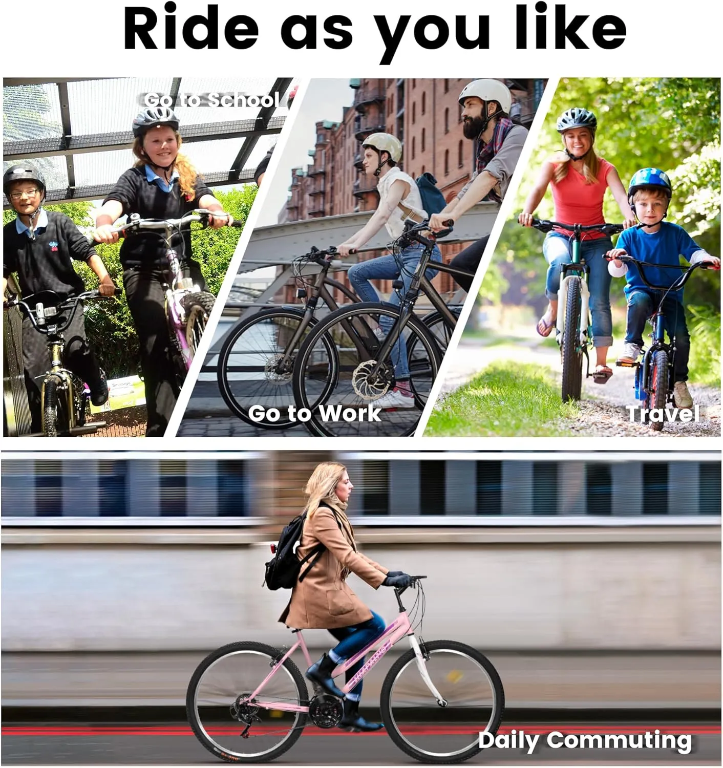 Womens' Girls 24/26 Inch Kids Mountain Bikes, 21-Speed Children's Day Gifts for Ages 10  Years Old Bicycles, School Work Daily Commuting Summer Travel Bikes
