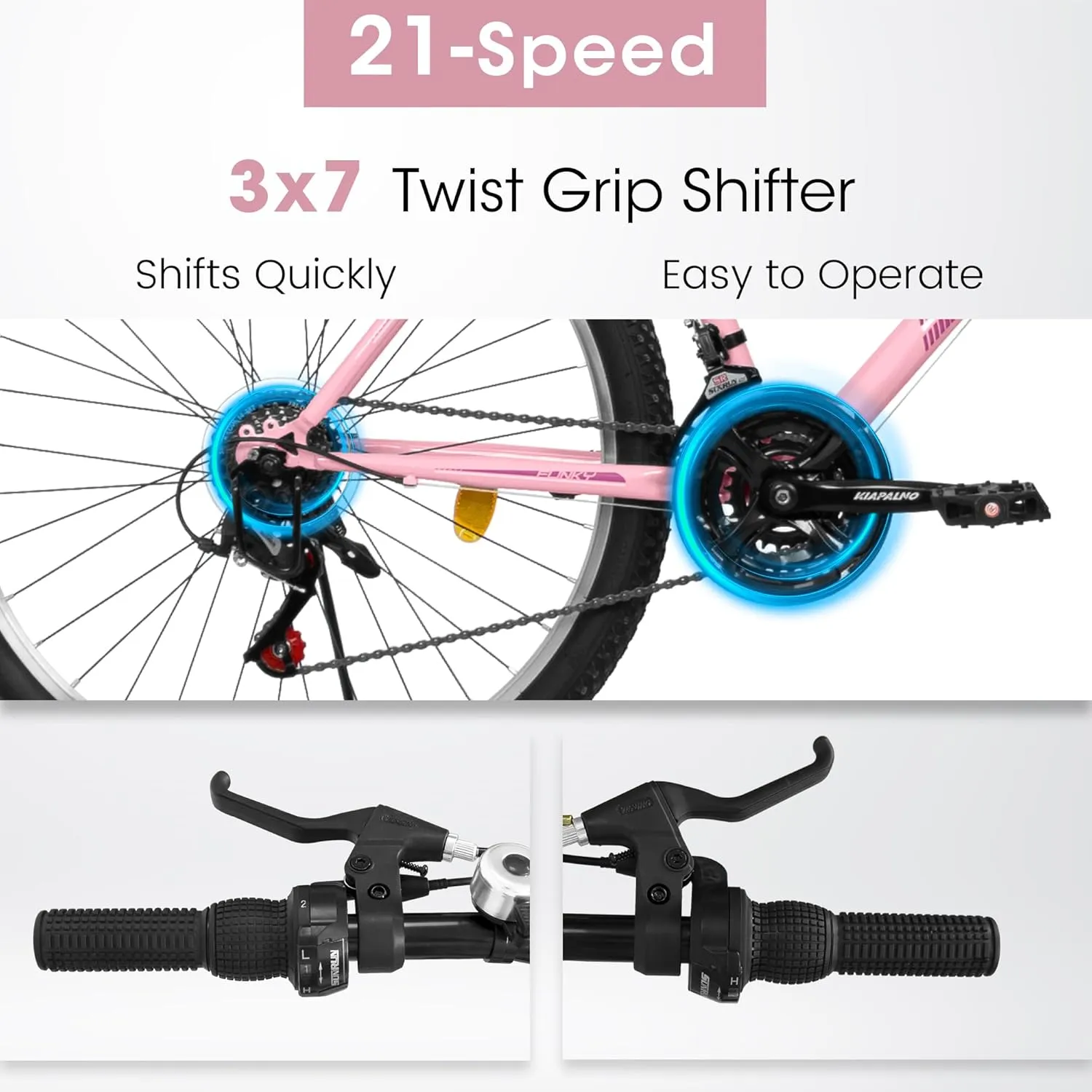Womens' Girls 24/26 Inch Kids Mountain Bikes, 21-Speed Children's Day Gifts for Ages 10  Years Old Bicycles, School Work Daily Commuting Summer Travel Bikes
