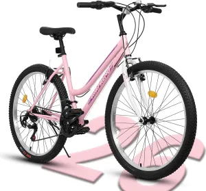 Womens' Girls 24/26 Inch Kids Mountain Bikes, 21-Speed Children's Day Gifts for Ages 10  Years Old Bicycles, School Work Daily Commuting Summer Travel Bikes