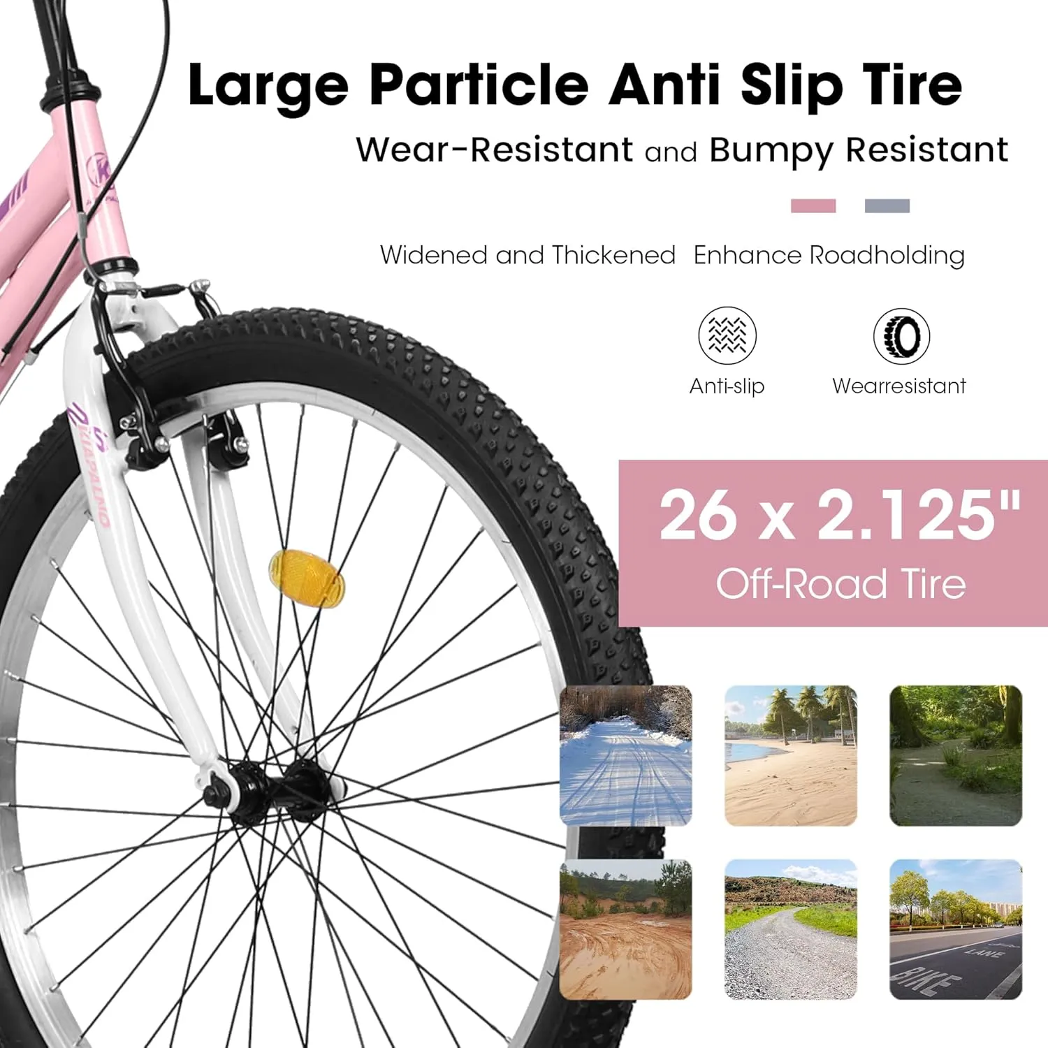 Womens' Girls 24/26 Inch Kids Mountain Bikes, 21-Speed Children's Day Gifts for Ages 10  Years Old Bicycles, School Work Daily Commuting Summer Travel Bikes