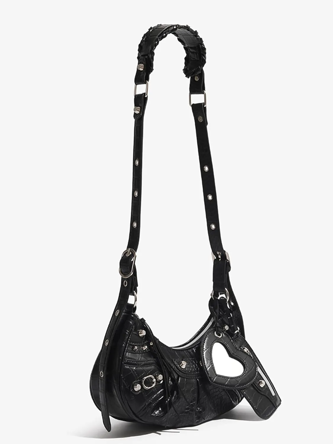 Women's Glossy Y2K Retro Hobo Bags Set PU Leather Underarm Purses Clutch Shoulder Handbags With Coin Wallets