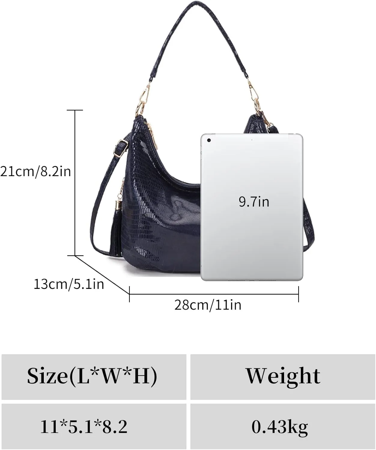 Womens Hobo Handbags PU Leather Shoulder Bags Ladies Hobo Purses Large Shoulder Bag Crossbody Bags with Tassel